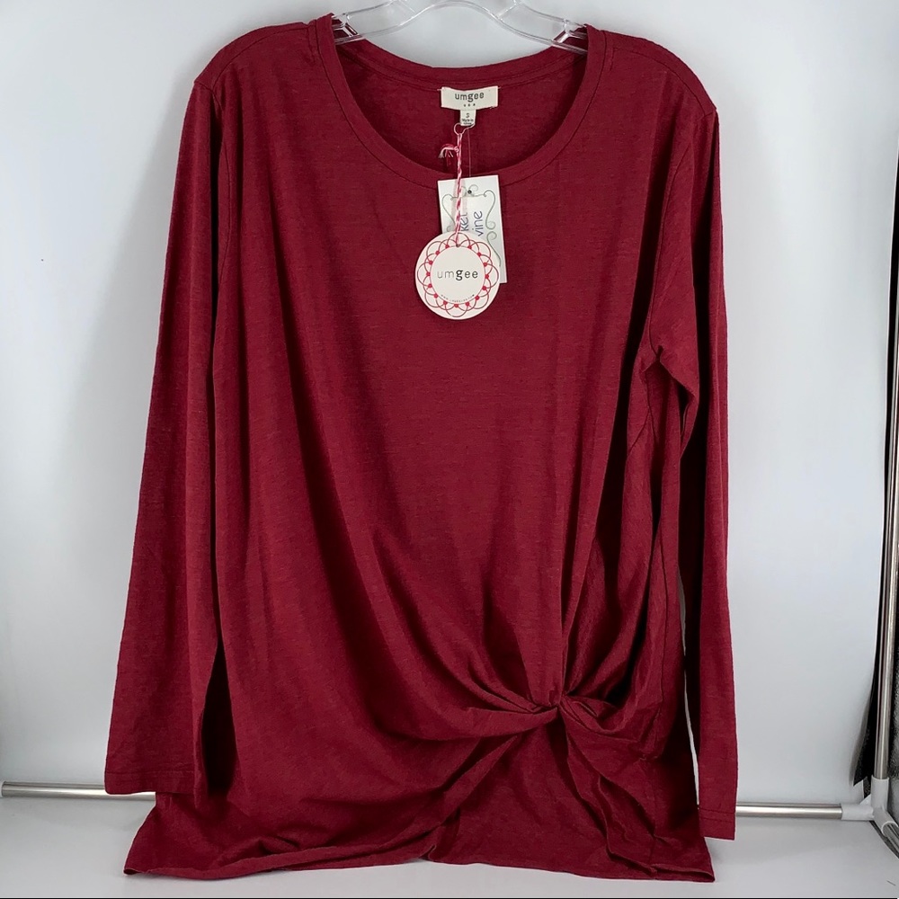 Rust Long Sleeve Front Tie Tee